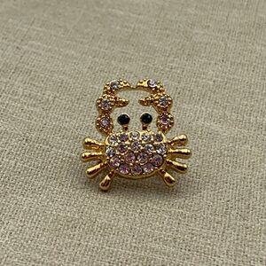 Roman crab rhinestone gold tone  small Brooch